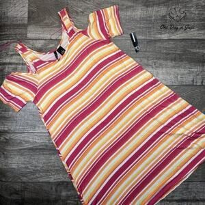 New Directions Women's Cold Shoulder Short Sleeve Mini Dress Size M